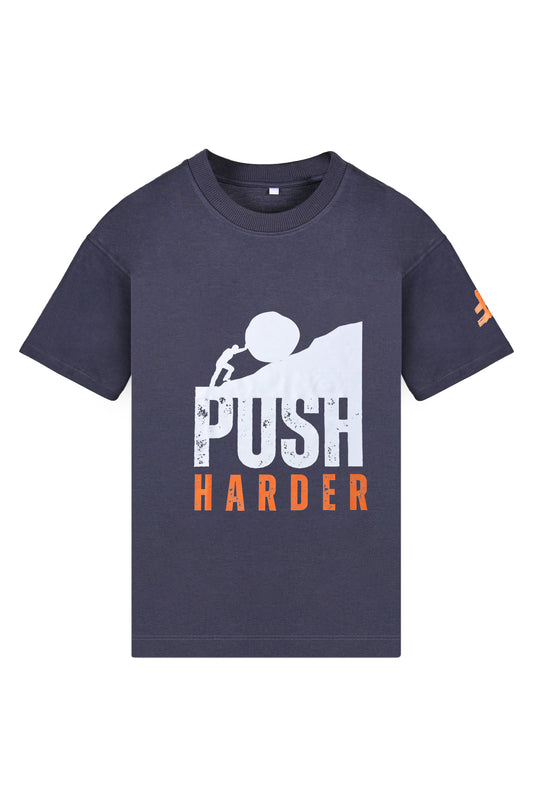 'Push Harder' Oversized Slate Grey T-shirt