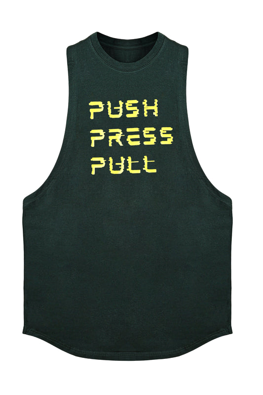 Push Press Pull Forest Green Tank