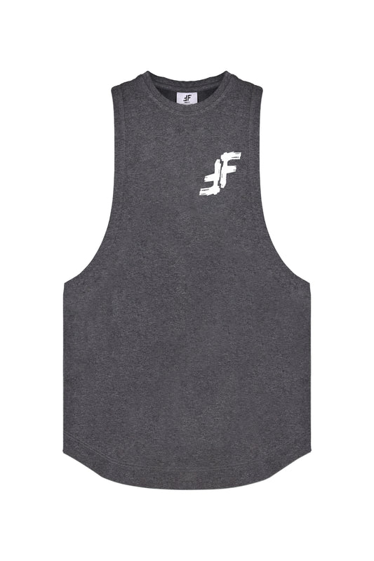 Grey Melange Drop Cut Tank
