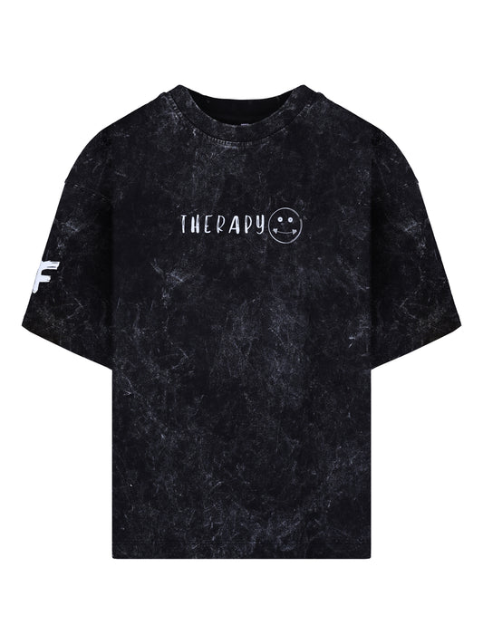 'Therapy' Oversized Acid Wash T-shirt