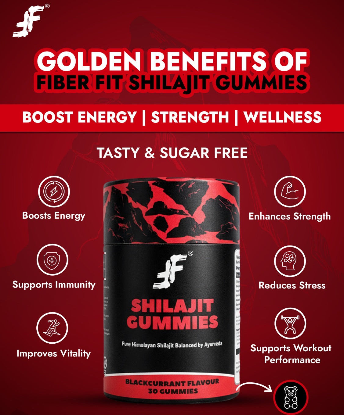FiberFit Shilajit Gummies – Vegan, Sugar-Free, Natural Energy & Testosterone Support | Diwali Special 1+1 Offer (Limited 1 Week)