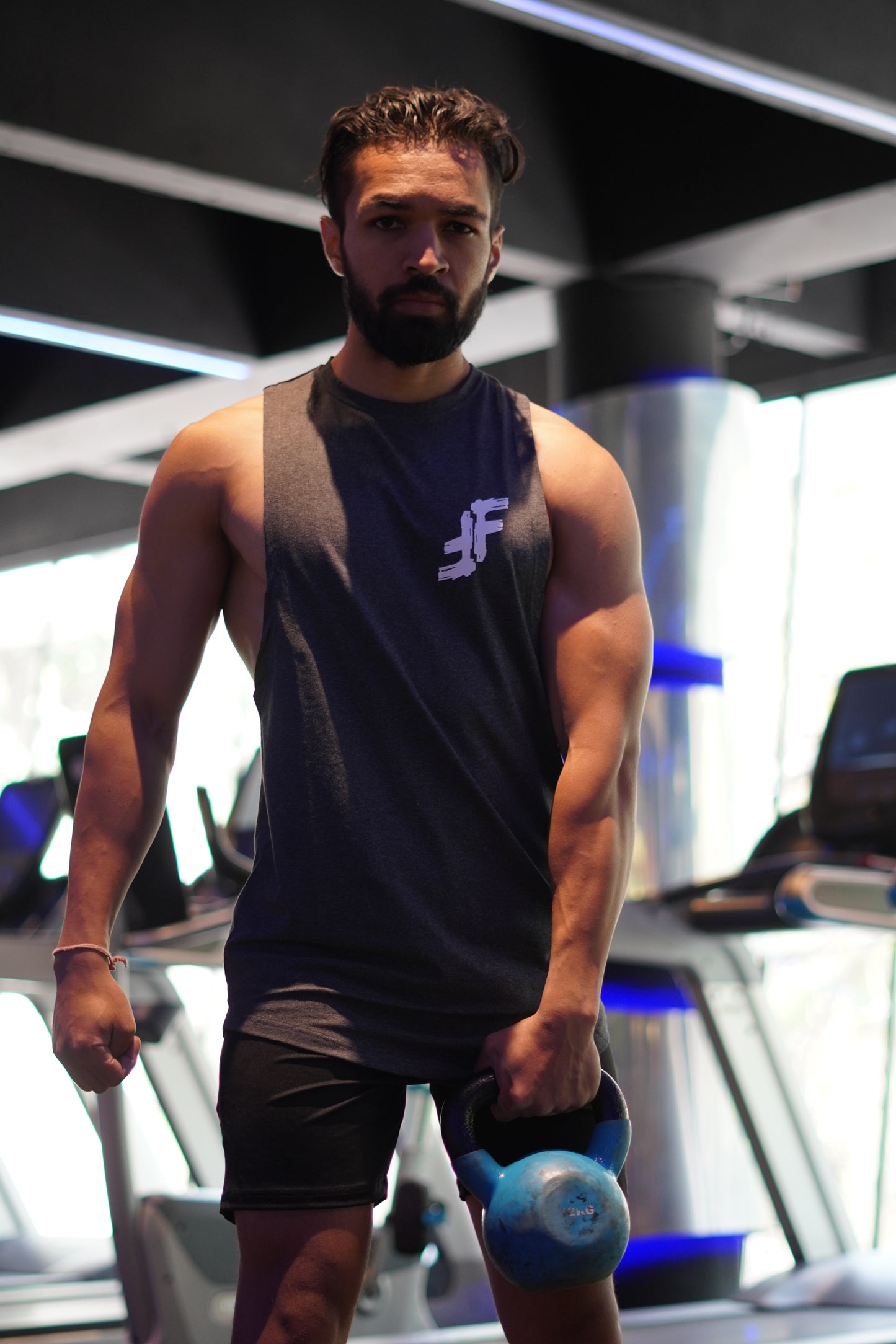 Grey Melange Drop Cut Tank