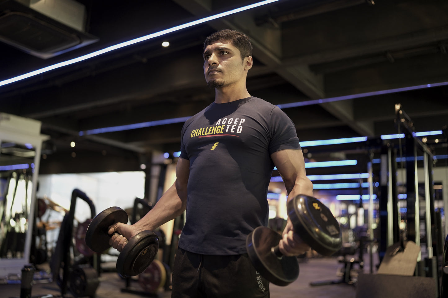 Challenge Accepted Navy Blue Workout Tee