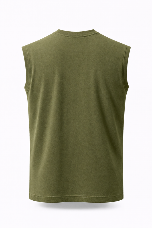 TerryFlex Essentails Sleeveless Tee Swamp Green Coord Set (Limited Discount Offer)