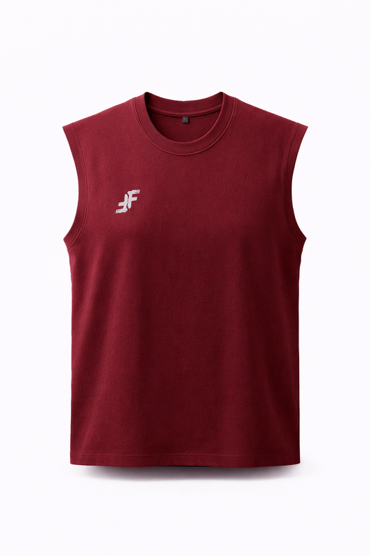 TerryFlex Essentials Sleeveless Gym Tee – Crimson | Free Shorts Limited Offer