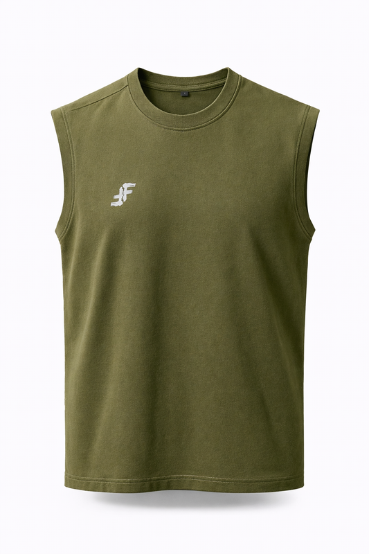 TerryFlex Essentails Sleeveless Tee Swamp Green Coord Set (Limited Discount Offer)