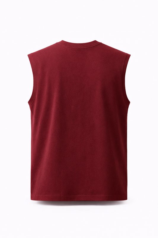 TerryFlex Essentials Sleeveless Gym Tee – Crimson | Free Shorts Limited Offer
