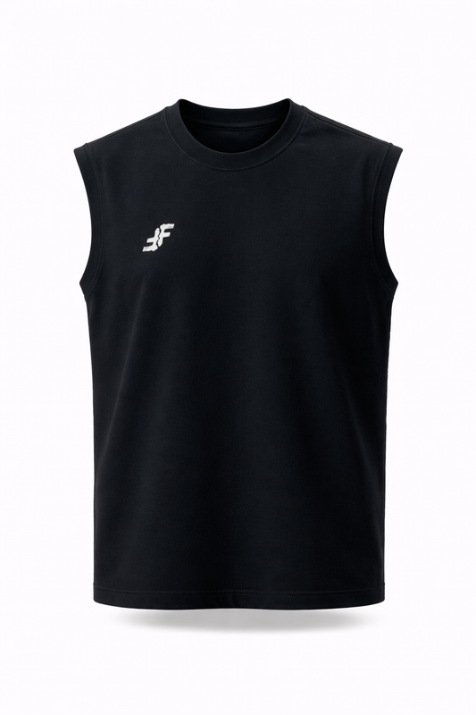 TerryFlex Essentials Sleeveless Gym Tee – Black | Free Shorts Limited Offer