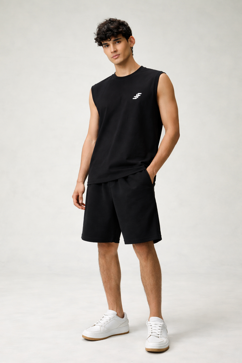 TerryFlex Essentials Sleeveless Gym Tee – Black | Free Shorts Limited Offer