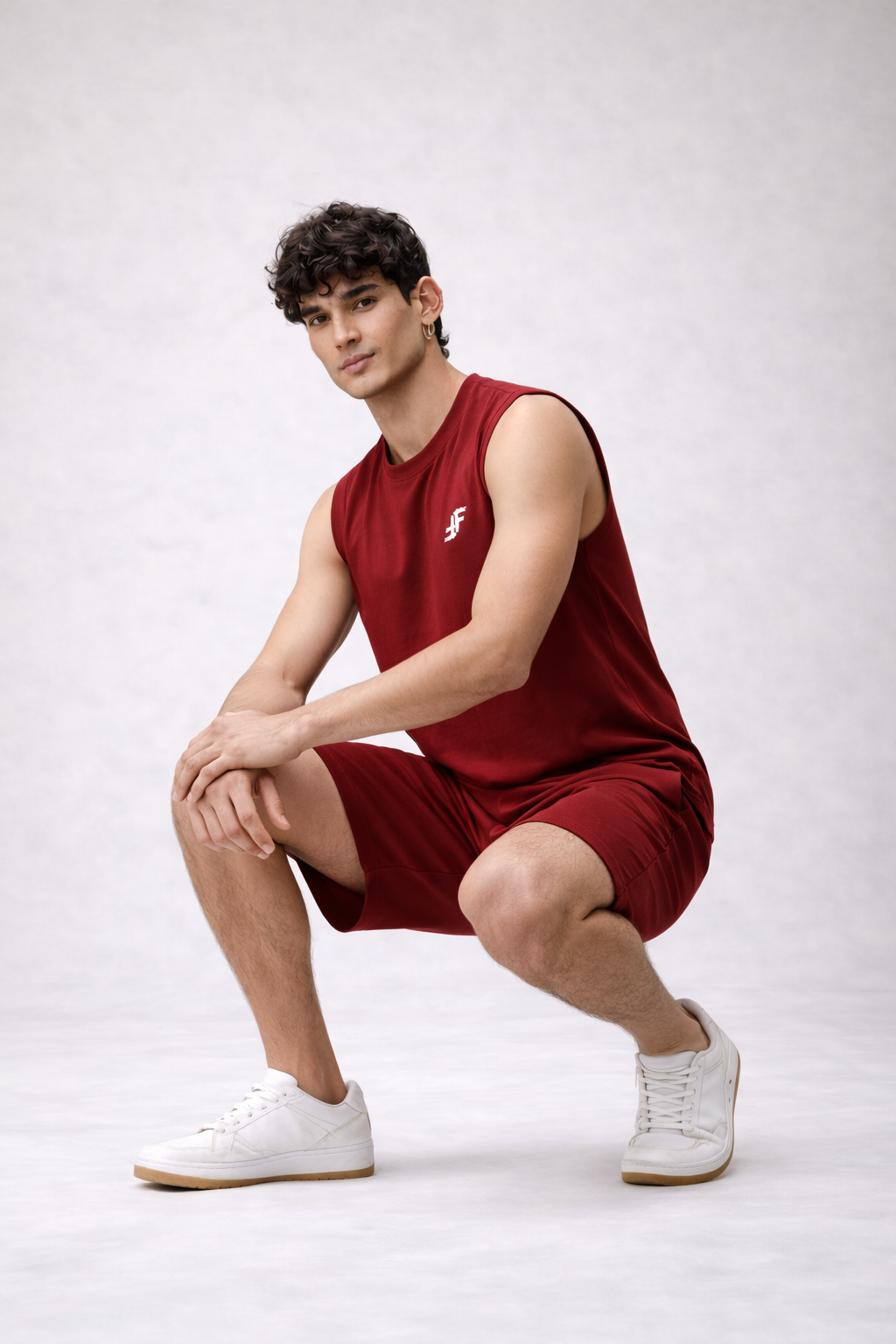 TerryFlex Essentials Sleeveless Gym Tee – Crimson | Free Shorts Limited Offer