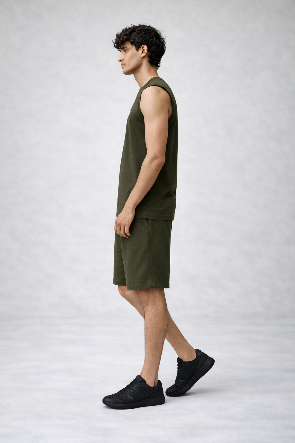 TerryFlex Essentails Sleeveless Tee Swamp Green Coord Set